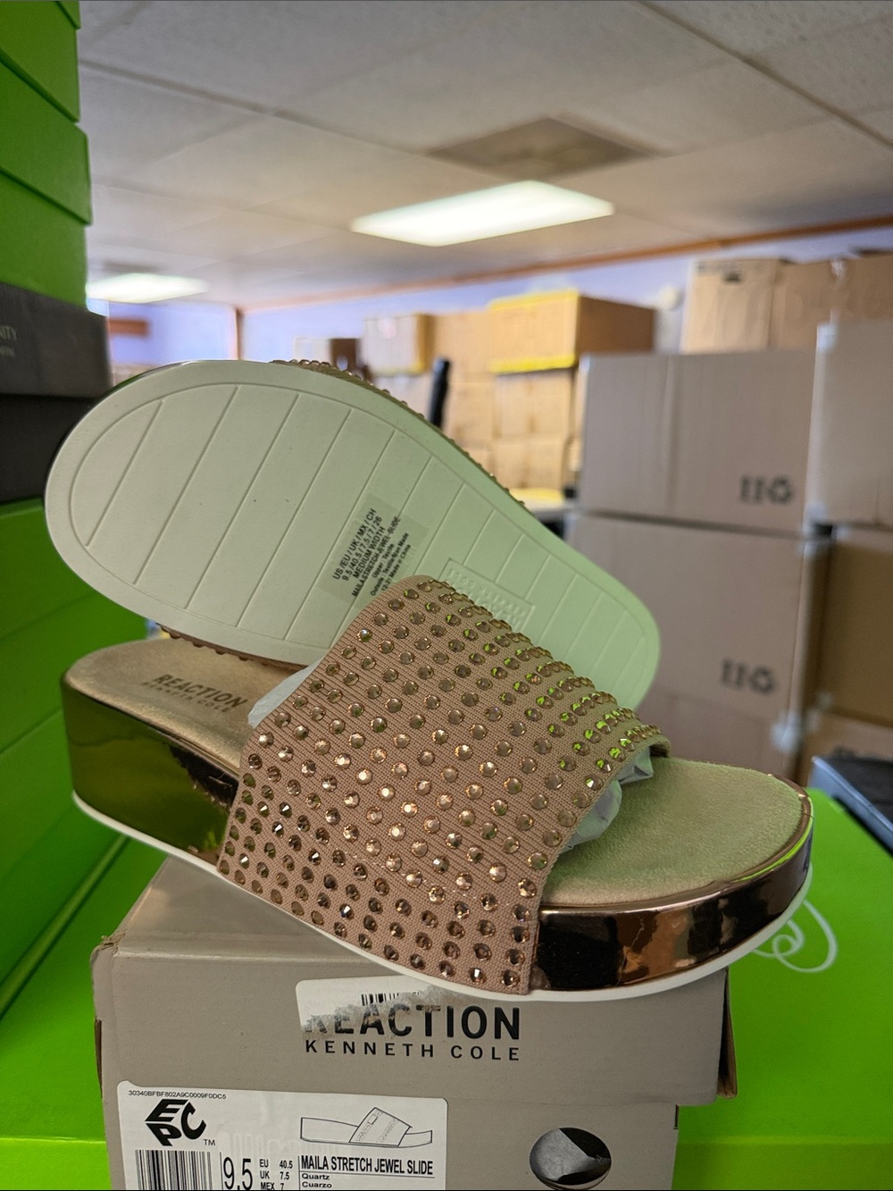 Kenneth Cole Rose Gold Jeweled Platform Slide